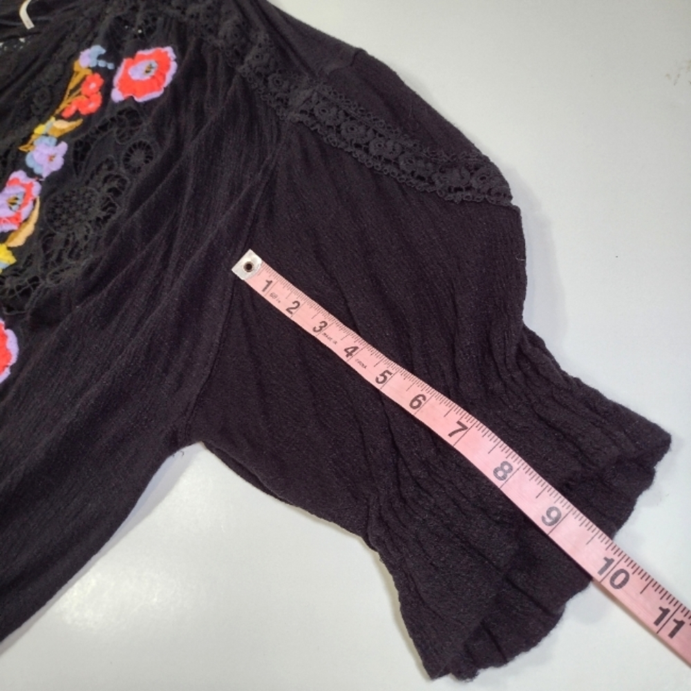 Free People Women's Black Embroidery Choker Top Size (M) - Picture 11 of 12